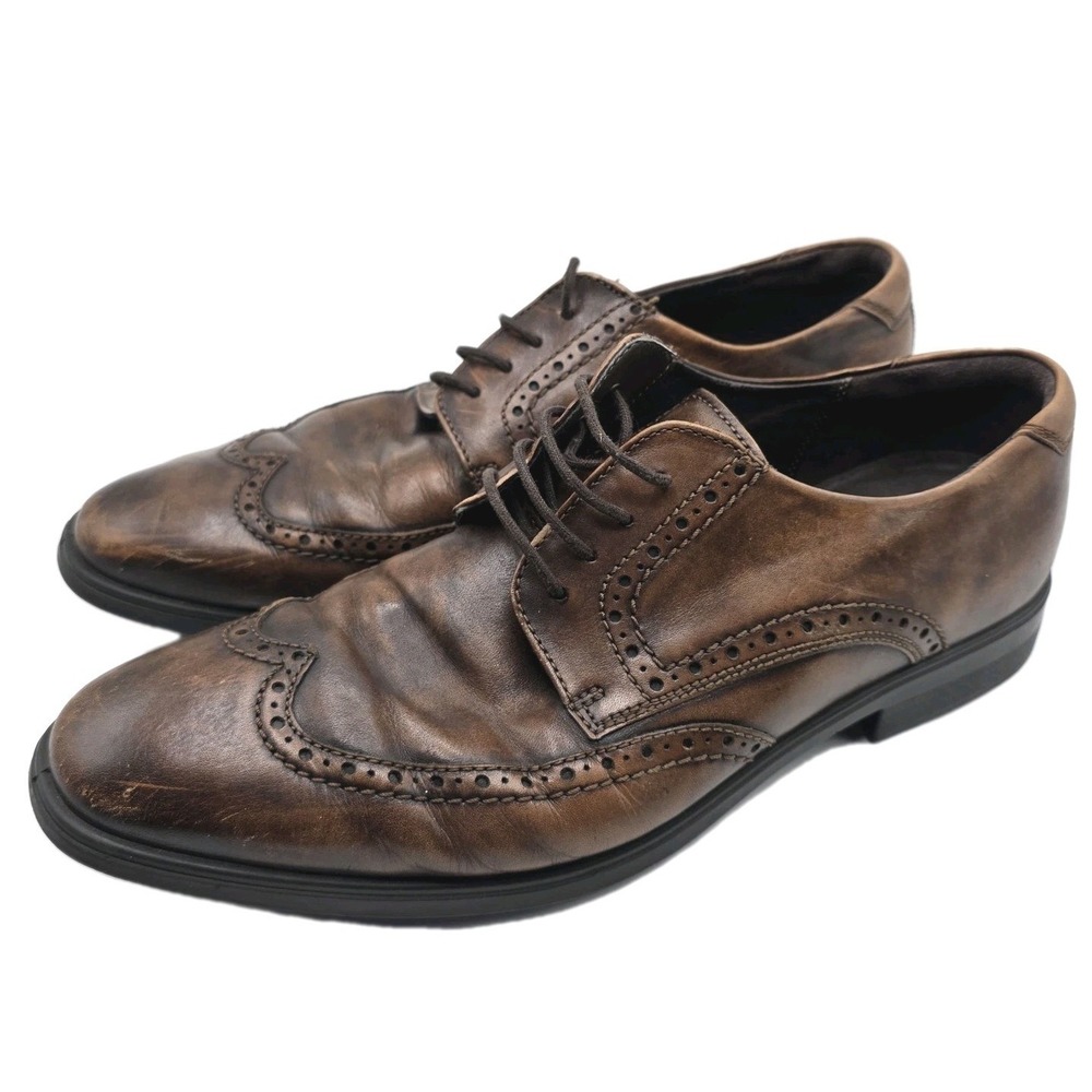 ECCO Melbourne Wing Tip Oxford Wingtips Shoes Brown Derby Mens 13 Business Dress